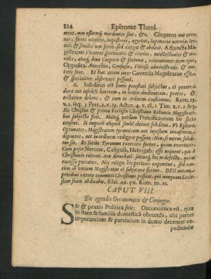 Caput VIII. De agendis Oeconomicis & Coniugio.