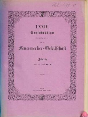 Neujahrsblatt der Feuerwerker-Gesellschaft (Artillerie-Kollegium) in Zürich : auf das Jahr ..., 74. 1879