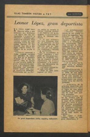 Leonor López, gran deportista : Ellas también visitan a PBT