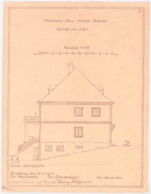 Wohnhaus Böhmer, Heidelberg: Ansicht von Osten 1:100