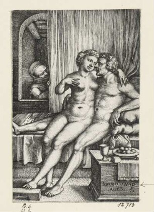 Abraham und Hagar werden von Sarah belauscht