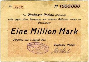 Anweisung über Eine Million Mark