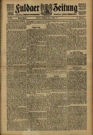 Erste Ausgabe vom Mittwoch, den 07. Juni 1911.
