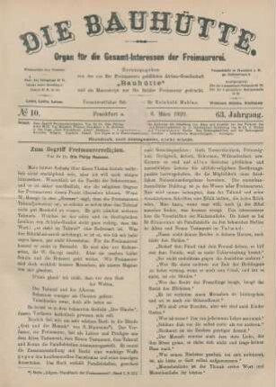 No 10. Frankfurt a. M., den 6. März 1920. 63. Jahrgang.