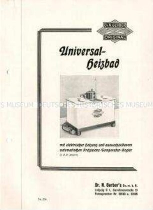 Universal-Heizbad mit elektrischer Heizung und auswechselbarem automatischem Präzisions-Temperatur-Regler / Nr. 276