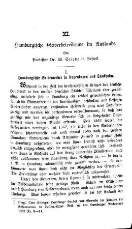 I. Hamburgische Seidenweber in Kopenhagen und Stockholm.