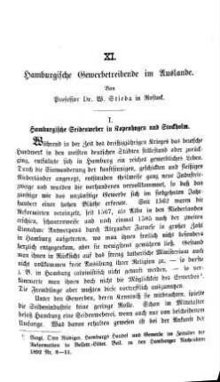 I. Hamburgische Seidenweber in Kopenhagen und Stockholm.