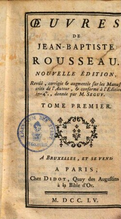 Oeuvres de Jean-Baptiste Rousseau, 1