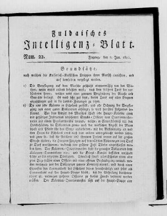 Num. 22, Ausgabe vom 2. Jun. 1815