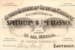 Werbekarte der Anglo-American Optical Company