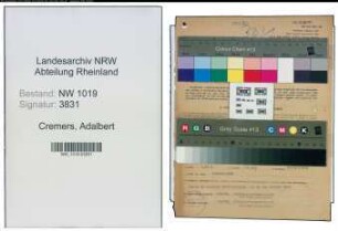 Entnazifizierung Adalbert Cremers , geb. 04.01.1922 (Baukaufmann)