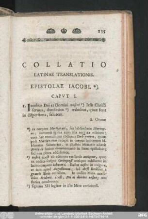 Collatio Latinae Translationis. Epistolae Iacobi.
