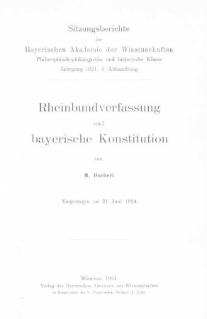 Rheinbundverfassung und bayerische Konstitution