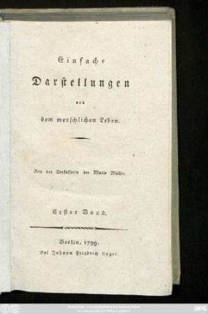 Bd. 1: Einfache Darstellungen aus dem menschlichen Leben