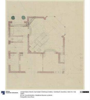 Darmstadt, Wohnhaus Deiters, Vorentwurf, Grundriss