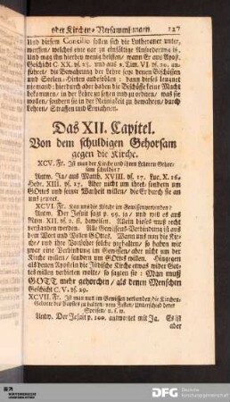 Das XII. Capitel. Von dem schuldigen Gehorsam gegen die Kirche.
