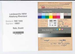 Entnazifizierung Ewald Bals, geb. 11.06.1905 (Sattler)