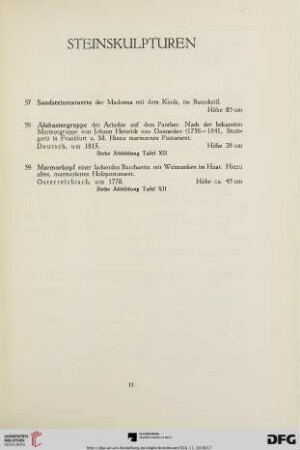 Steinskulpturen (Nr. 57-59)