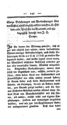 Einige Erfahrungen und Beobachtungen über den Schlaf