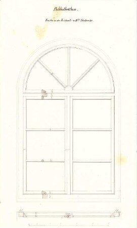Gärtner, Friedrich von; München, Ludwigstr.; Staatsbibliothek - Fenster (Grundriss, Ansicht)