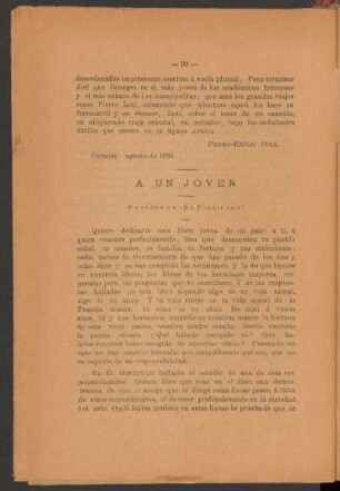 A un joven : Prólogo de "El discípulo"