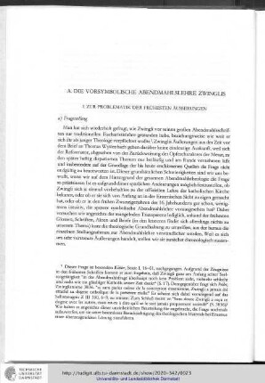 A. Die vorsymbolische Abendmahlslehre Zwinglis