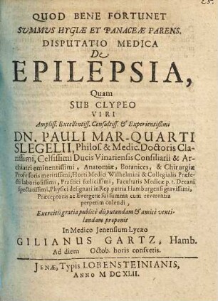 Disputatio Medica De Epilepsia