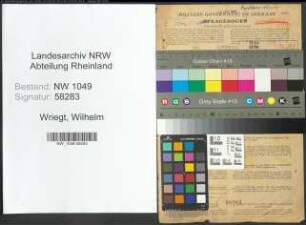 Entnazifizierung Wilhelm Wriegt , geb. 16.09.1898 (Beamter)