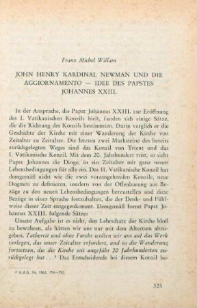 325-333 John Henry Kardinal Newman und die Aggiornamento-Idee des Papstes Johannes XXIII.