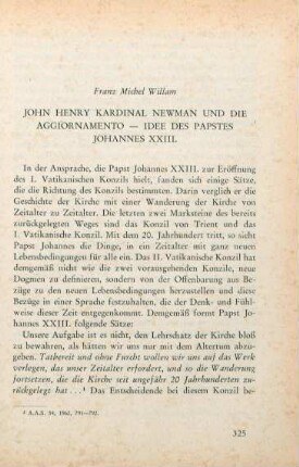 325-333 John Henry Kardinal Newman und die Aggiornamento-Idee des Papstes Johannes XXIII.