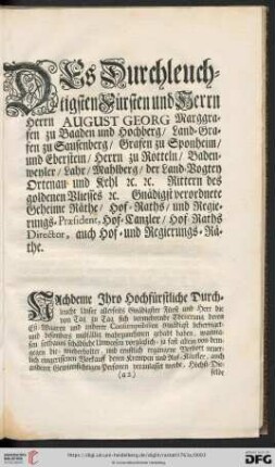 Des Durchleuchtigsten Fürsten und Herrn […]