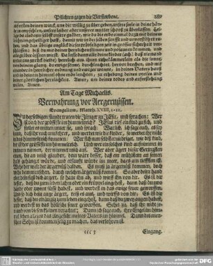 Am Tage Michaelis. Verwahrung vor Aergernüssen. Evangelium, Matth. XVIII, 1-11