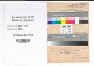 Entnazifizierung Paul Grossewilde , geb. 06.10.1905 (Fabrikant)