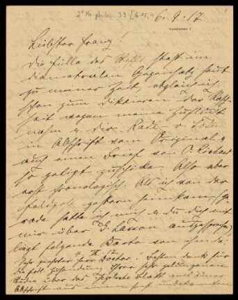 Brief von Adele Rosenzweig an Franz Rosenzweig
