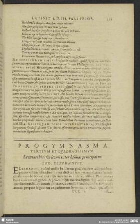 Progymnasma Tertium Et Quadragesimum. Leontarchia, seu leonis inter belluas principatus
