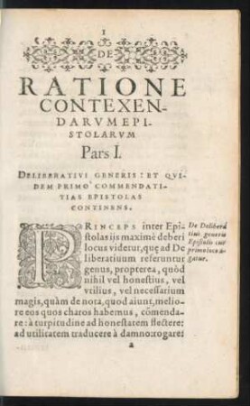 Et Quidem Primo Commendatitias Epistolas Continens.