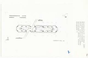Verkehrsknotenpunkt, Essen-Leithe (Diplomarbeit bei Bernhard Hermkes): Bahnhofshalle, Grundriss 2. Galeriegeschoss 1:500
