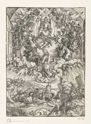 Johannes vor Gottvater und den Ältesten, Blatt 2 aus: Albrecht Dürer, Die heimlich offenbarung iohannis, Nürnberg 1498