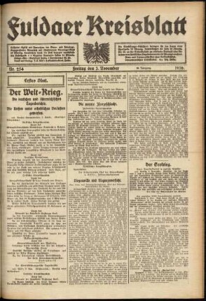 Erste Ausgabe vom Freitag, den 03. November 1916.