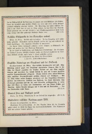 Russische Stützpunkte in den Karpathen erobert.