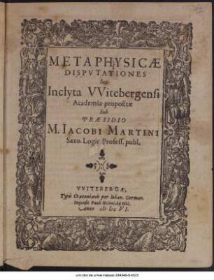 Metaphysicæ Dispvtationes