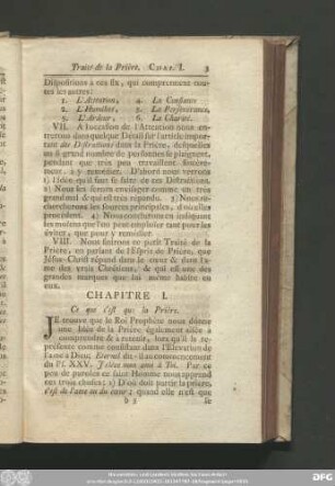 Chapire I. Ce que c'est que al Prière.