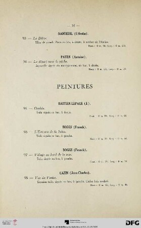 Peintures (Nr. 95-114)