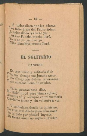 El solitario : Canción