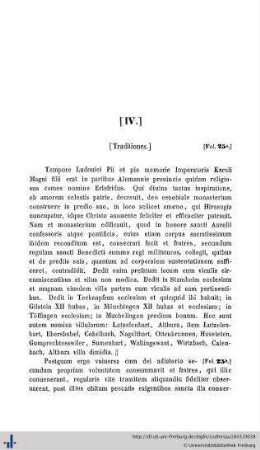 IV. Traditiones.