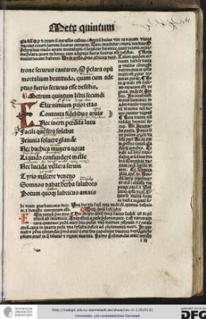 Metrum quintum libri secundi
