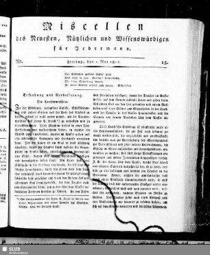 Miscellen des Neuesten, Nützlichen und Wissenswürdigen für Jedermann