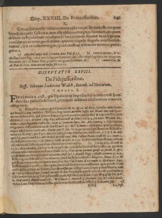 Disputatio XXVIII. De Fideiussoribus