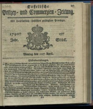 15tes Stueck, Montag den 12ten April. 1790