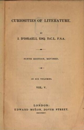 Curiosities of Literature : in Six Volumes, 5